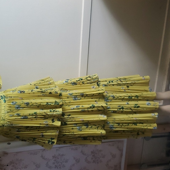 o.p.t Floral Vimmy Tiered Pleated Maxi Dress Yellow Size L - Picture 4 of 12